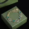 Gold Diamond Designer G Jewelry Fashion Necklace Gift Blue Gem SXFP