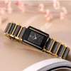 Другие часы бренд Gold Japan Quartz Luxury Watch for Women прямоугольник медный корпус Керамический браслет Водонепроницаемые модные женские бризовые часы 230809