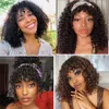 Synthetic Wigs Curly Human Hair Wigs For Women Human Hair Bob Wig Kinky Curly Wig With Bangs Perruque Cheveux Humain Full Machine Made Wig 230809