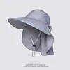 Berets Summer Man And Woman Sun Hats With Protective Mask Nylons Large Brim Breathable Protection For The Head Detachable Outing Cap