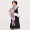 Scarves 2023 Autumn And Spring Korean Style Women's Scarf Plaid Soft Warm Tassels Shawl Mixed Color