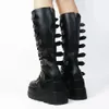 Boots Long Boot Gothic Shoes Platform Knee High Punk Black Sexy Motorcycles 2023 Halloween Cosplay Women 230809