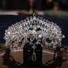 Jóias para cabelo de casamento Luxo Crysta Pearl Crowns Tiaras Baroque Crown Tiara Para Mulheres Noiva Concurso Prom Diadema Acessórios 230809