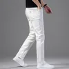 Erkek kot pantolon esneme sıska moda gündelik ince fit denim pantolon beyaz pantolon erkek marka kıyafetleri iş kot pantolonlar chinos 230810