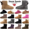 Australische Klassieke Warme Laarzen Dames Mini Half Snow Button Boot Aus U5854 Winter Vol Bont Pluizig Harig Satijnen Enkelboog Australie Booties Slippers