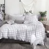 Bedding sets Solstice Home Textile Black Lattice Duvet Cover Pillowcase Bed Sheet Simple Boy Girls Sets Single Twin Double Beds 230809