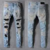 Odzież męskie spodnie dżinsy mężczyźni kobiety T koszule pantera nadruku armia zielona zniszczona szczupła jeansowa motocyklista chude dżinsy CHG23081011-6 megogh