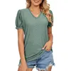 Kobiety Polos Spring i Summer Solid Lace Splice Princess Sleeve Hollow T-shirt T-SHIRT
