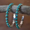 Hoop Earrings Bohemia Turquoise Big Silver Color Round Earring For Women Female Party Fashion Jewelry Accessories Gifts