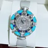 Orologio da donna creativo Orologio da donna con diamanti colorati Orologi da polso alla moda Movimento svizzero al quarzo Quadrante in madreperla Acciaio inossidabile con zaffiro Impermeabile