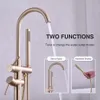 Mässing BathTub Floor Stand Faucet Tap Borsted Gold Mixer TAPS 360 Rotation Pip With Handshower Bath Shower Set Black