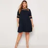 Plus Size Dresses Half Sleeve Spring Autumn Elegant Swing Dress Mesh Panel Fit And Flare Casual Large Work 5XL 6XL 7XL