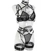 Sexig uppsättning mesh underkläder sensuell crotchless erotisk uppsättningar transparent kvinnors underkläder ocensurerad video svart sexig intim 4 bit 230808