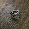 バンドリングUnibabe Sterling 925 Silver Five Star Ring Old Retro Fashion Thai Silver Ring調整可能な女性織りS925リング