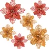 Dekorative Blumenkränze, 5 Stück, 9–16 cm, Weihnachtsdekoration, glitzernde künstliche Blumenköpfe für Weihnachtsbaum, Jahr, Heimdekoration, DIY-Kranzzubehör 230809