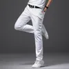 Mens Jeans Brother Wang Men White Fashion Casual Classic Style Slim Fit Soft Trousers Mane Brand Advanced Stretch Pants 230810