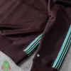 Men's Tracksuits AWGE Men Women Side Webbing Striped Jacket Set Pants Suit Needles Embroidered Butterfly Brown Set J230810