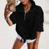 Women's Hoodies Women Casual Half Zip Sweatshirts Lapel Drawstring Hoodless Sweater Loose Long Sleeve Females Pullover Autumn Winter Version