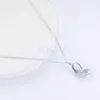 Kolye Kolyeler Sterling Gümüş Neckalce 925 Kız arkadaşı için en iyi hediye AAA Zirconia Çifte kolye 19mm 20cm boyun zinciri seviyor