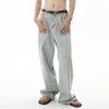 Męskie dżinsy IEFB w stylu koreańskim Mężczyźni drukujący Summer Lose proste spodnie dżinsowe sprawiły, że moda stary stary bar barwnik
