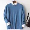 Camisolas masculinas Genuine 100 Mink Cashmere Sweater Homens Jumper Outono Inverno Casual O Neck Quente Pulôver Robe Hombre Pull Homme 230809