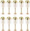 10 PCs Vaso de ouro para peças centrais de casamento decorações de mesa com cristais de lustre vaso de flor vaso de casamento florestal hkd230823