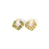 Boucles d'oreilles cerceau exquis 18K plaqué or boucle d'oreille pour les femmes à la mode vert Zircon oreille anneau Ins Punk 2023 bijoux de mode