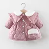 Jackets Girls jacket sweet style autumn and winter thickened cotton jacket girl lace sequin bow plus cotton warm thickened jacket R230810