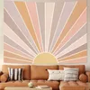 Wandtapijten Vintage Zon Tapijt Bohemen Muur Hangend Regenboog Zonsopgang Zonsondergang Abstracte Kunst Hippie Decor voor Slaapzaal Woonkamer Kinderkamer Slaapkamer