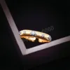 European American Retro Italian Style Two-color Gold Plated Rings Luxury Women's With Zircon Carved Ring
