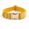 Collari per cani Collare personalizzato Custom Pet Free Incisione ID Nome Tag Accessorio Guinzaglio per cuccioli in fibra di velluto giallo