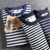 2021 Autumn Stripe Long Sleeve T-shirt Men's bekväma runda hals Friten Trend Youth Sea Soul Shirt 377