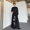 Mäns byxor män kvinnor kinesiska broderier veckade streetwear mode lösa avslappnade vintage bred ben häst ansikte kjolar harem byxor