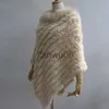 Women's Jackets Classic Women Fur Ponchos Autumn Winter Warm Large Knitted General Rabbit Fur Capes Raccoon Fur Collar Shawls ZYF00001 J230810