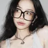 Solglasögon koreanska stora ramglasögon tjej ins ingen makeup vanlig män glasögon söt dekorativ dator