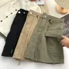 Skirts Army Green Short Cargo Skirt Women Drawstring High Waist Mini Skirts Female Y2K Streetwear Big Pocket A-Line Skirts De Mujer 230810