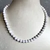 Цепи Простая модная матовая бусинка Черная линия белая бирюзовая ожерелье для мужчин Классическое ручное натуральное кошель