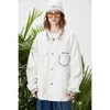 Mens Jackets Vintage White Denim Jacket Men Hip Hop Streetwear Flower Embroidery Jean Cotton Autumn Harajuku Varsity College Coat 230809