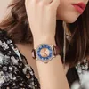 Andra klockor Luxury Women Watch med Diamond Elegant Brand Quartz Clock Leather Armband Ladies Zircon Crystal Fashion Wristwatch 230809