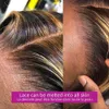 Vurgu insan saçı bal sarışın 4/27 renkli dantel ön insan saç perukları kadınlar için ön kopuk vücut dalgası