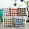 Nordic Parrern Colorful Lattice Funda de almohada 45 x 45 Algodón Lino Fundas de almohada Cojines 5 colores Plaid Rayas Throw Pillow Cases283c