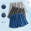 Underpants Men Summer Shorts Soft Ice Silk Sleep Elastyczna talia pusta plamowana plaża nad odzieżą domową o długości kolan