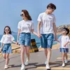 Tenues assorties pour la famille Tenues assorties pour la famille Été Plage Maman Fille Papa Fils Coton Blanc T-shirt Short Vacances Correspondant Couple Vêtements