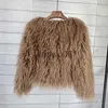 Women's Jackets Faux Fur Coat Colorful Furry Pink Lamb Wool Faux Fur Coat Female Shaggy Sheepskin Coat Winter Artificial Mongolian Fur Jacket J230810