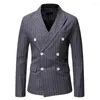 Heren Jassen Blazer Mannen 2023 Lente En Herfst Ashionable Casual Double-Breasted Strepen Revers Slanke Heren Jas