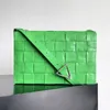 Luxo Mulheres Cassete Flap Bag 36cm Designer Crossbody Bags Preto Verde Intrecciato Calfskin Sliver Hardware Lady Grande Bolsa Bolsa 691407