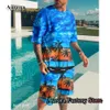 Men's Tracksuits Summer Men Fashion Tracksuit Vintage T-Shirt Shorts Suit Casual Outfit Set Male 2 Pieces Hawaiian Vacation Style Clothing 230810