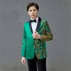 Костюмы Boy's Green Sequin Wedding для детской шаль лацэкфанты дети формальная вечеринка выпускной вечер 2 шт.