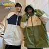 Мужские куртки негабаритные Y2K Sports Techwear Navy Green Varsity Jacket Японский с бейсбольными бомбардировщиками Fall 230810