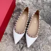 Brand designer women's rivet sandals sexy pointed rivets nude beach fashion wedding shoes rivet women's flat shoes 35-43